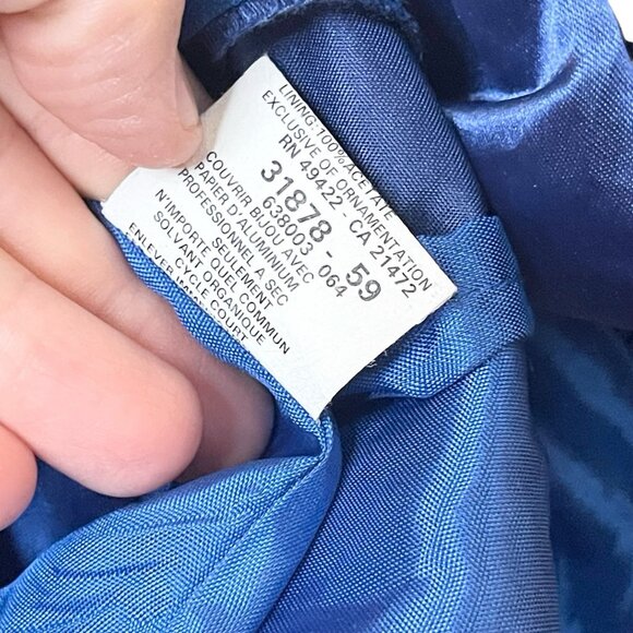 Jessica‎ McClintock Gunne Sax 90s Dress Blue Satin Ruched Strapless Rhinestone - Picture 10 of 10